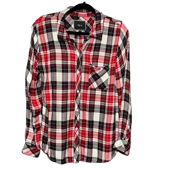 Rails Hunter Red Navy Plaid Super Soft Button Front Long Sleeve Flannel Shirt - Picture 1 of 10